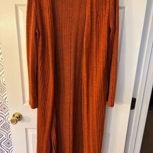 Umgee Burnt Orange Ribbed Long Sleeve duster cardigan